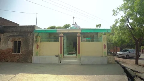 Temple Front View with Awning and Signage Stock Footage 324811394