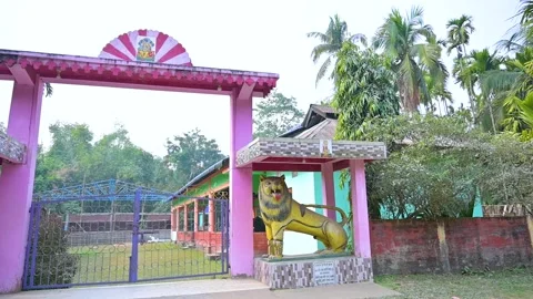 Temple Gate with Lion Statues Assam India Stock Footage 341463328