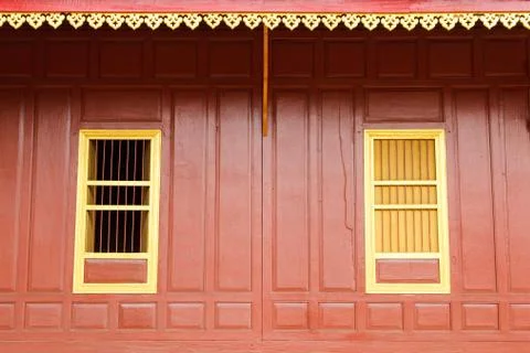 Temple  gold windows Stock Photos