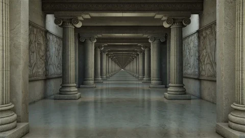 Temple Hall - Infinite Walk Stock Footage 100542270