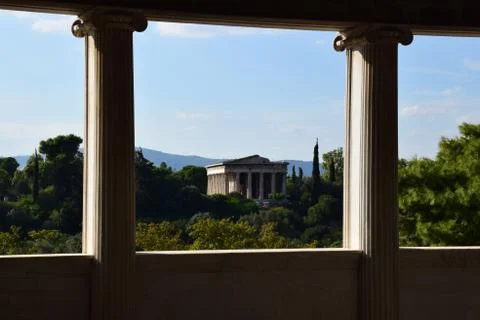 Temple of hephaestus columns Stock-Fotos