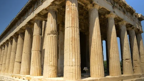 Temple of Hephaestus (Hephaisteion) on top of Agoraios Kolonos hill Stock Footage 128675341