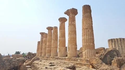 Temple of Heracles Coloumn Row at Akragas (Agrigento) - Static Clip Stock-Footage 278243610