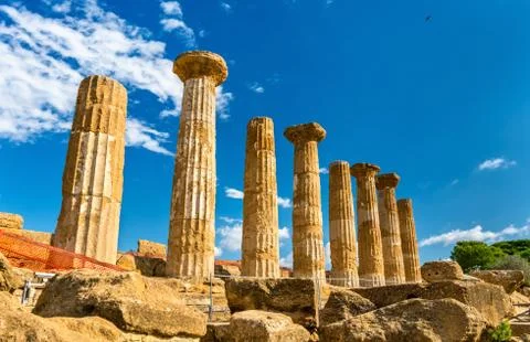 Temple of Heracles at the Valley of the Temples in Agrigento, Sicily Stock Photos