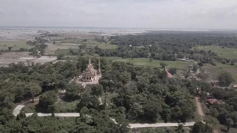 Temple on hill approach Stock Footage 84186374