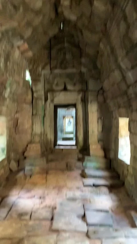 Temple interior in Angkor Stock Footage 340665429