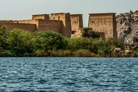 The temple of Isis from Philae at its current location on Agilkia Island in L Stock Photos