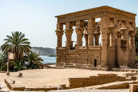 The temple of Isis from Philae at its current location on Agilkia Island in L Stock Photos