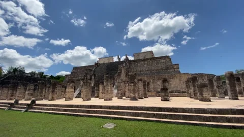 The temple of the jaguar warriors of Chichen Itza, Yucatan, Mexico. Stock Footage 278523047