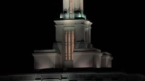 Temple LDS Mormon dark night Payson city close zoom 4K 009 Stock Footage 45228277