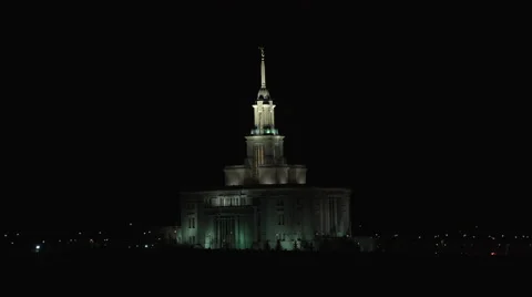 Temple LDS Mormon night Payson 4K 002 Stock Footage 45232951