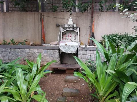 Temple in middle of garden Stock Photos