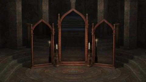 Temple with mirrors Stock Illustration