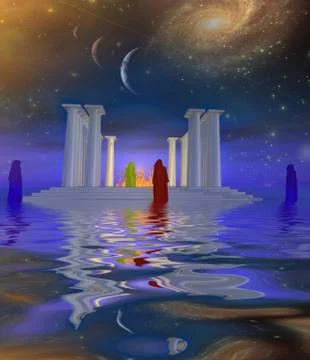 The temple mists Stock Illustration