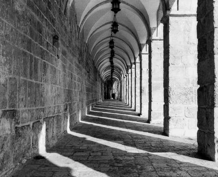 Temple mount corridor Stock Photos