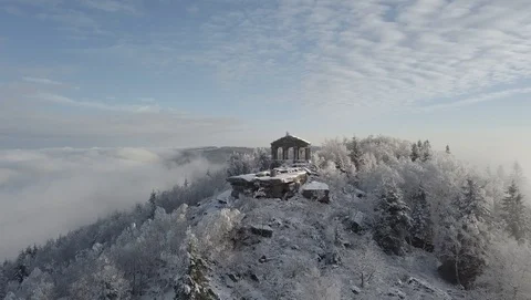 Temple on a mountain top 2k7 Stock Footage 105848876