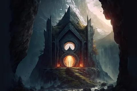 A Temple In The Mountains Stock Illustration