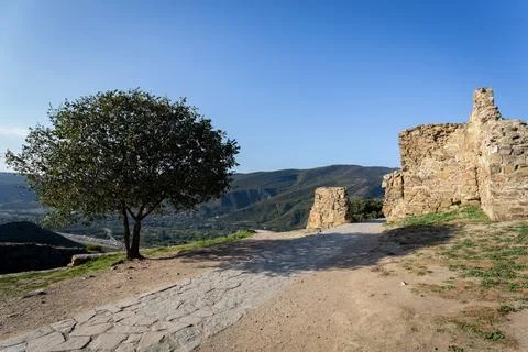 Temple in Mtskheta on a hill, on a sunny day Stock Photos