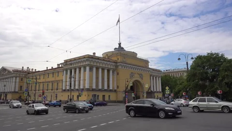 Temple in the name of St. Spyridon of Trimifuntsky, car traffic Stock Footage 155903414