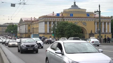 Temple in the name of St. Spyridon of Trimifuntsky, car traffic Stock Footage 155903848