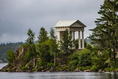 Temple of Neptune in Mon Repos park in Vyborg Stock Photos
