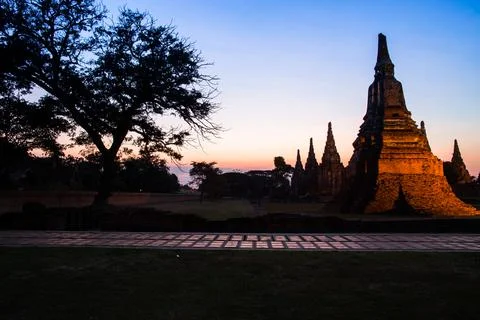 Temple at night time Stock Photos