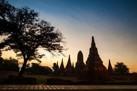 Temple at night time Stock Photos