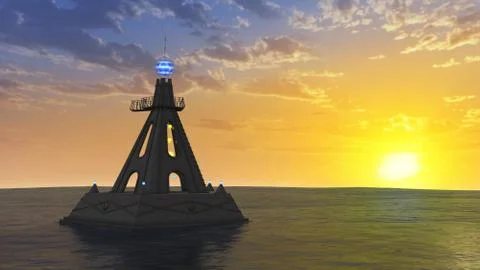 Temple on the ocean Stock Illustration