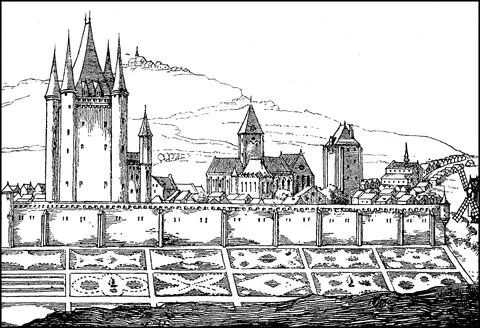 The Temple Order House of the Templars Templars in Paris France ca 1315 Rue du Stock Illustration