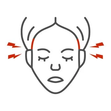 Temple pain thin line icon, healthcare concept, Migraine sign on white Stock Illustration