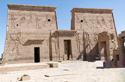 The temple of Philae complex dedicated to the goddess Isis. Egypt. Foto stock