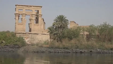 Temple of Philae view from the Nile Video stock 145027281