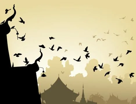Temple pigeons Stock-Illustration