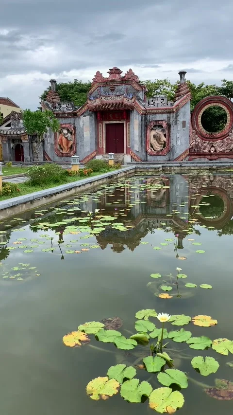 Temple pond in Hoi An Stock Footage 345135447