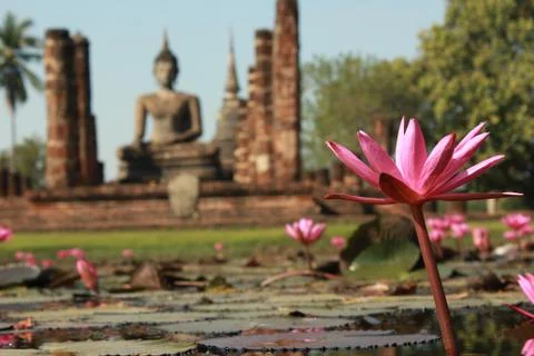 The temple in the pond Stock Photos