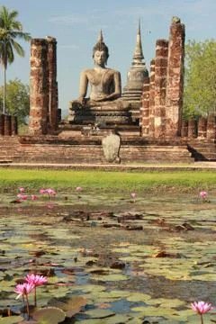The temple in the pond Stock Photos