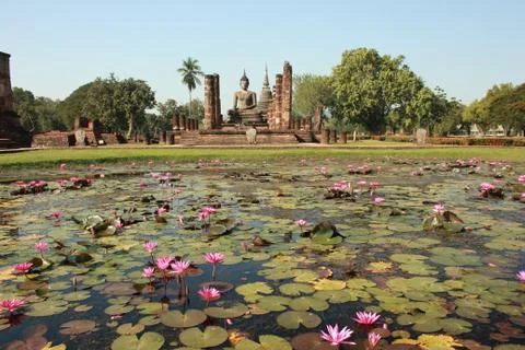 The temple in the pond Stock Photos