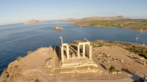 Temple of Poseidon aerial view Clockwise movement 動画素材 41500726