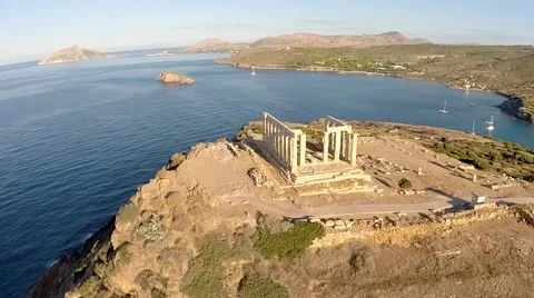 Temple of Poseidon aerial view 動画素材 41500235