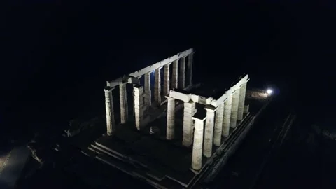 Temple of Poseidon at Night Stock Footage 239541163