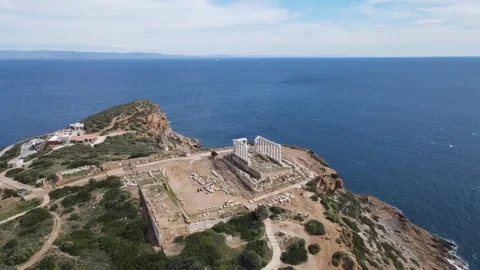 Temple of Poseidon Orbit Video Stock Footage 244089381