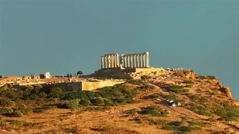 Temple of Poseidon in Sounio Greece 스톡 동영상 140910033