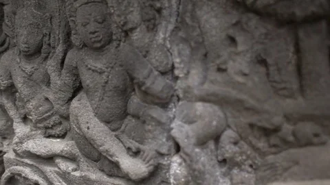 Temple of Prambanan. Relief Stock Footage 71623394