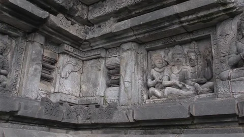 Temple of Prambanan. Relief Video stock 71624882