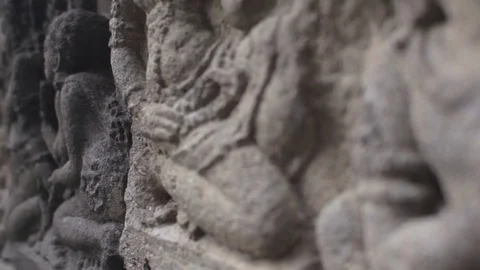 Temple of Prambanan. Relief Stock Footage 71635924