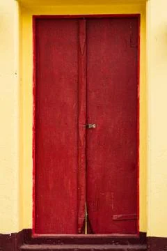 Temple red door Stock Photos