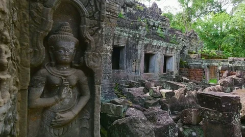 Temple with rock statue Stock Footage 83145599