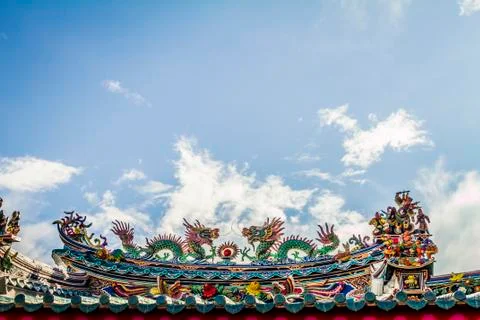Temple rooftop Stock Photos