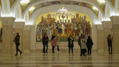 Temple of Saint Sava's crypt Just before Christmas. Stock Footage 122365532