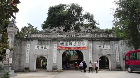 Temple scenery, nature scenes, flag Stock Footage 47455764